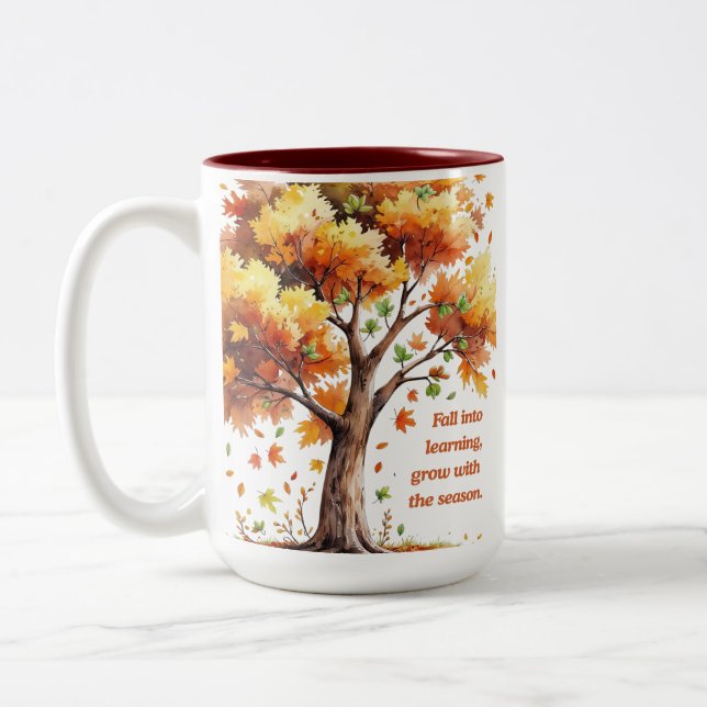 Fall Into Learning – Inspirational Autumn Zweifarbige Tasse (Links)