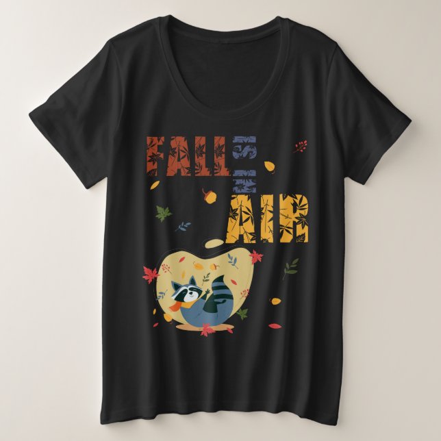 Fall Is in The Air Raccoon Autumn Große Größe T-Shirt (Design vorne)
