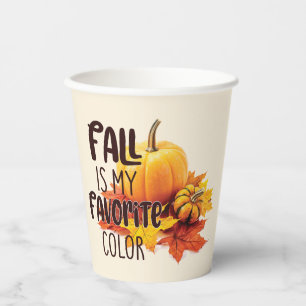 Fall ist meine Lieblingsfarbe - Pumpkins & Blätter Pappbecher