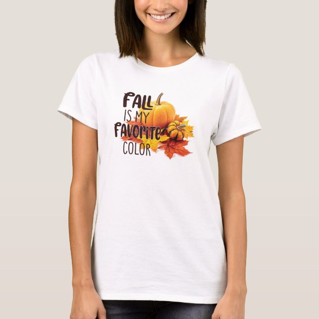 Fall ist meine Lieblingsfarbe - Pumpkins & Blätter T-Shirt (Vorderseite)