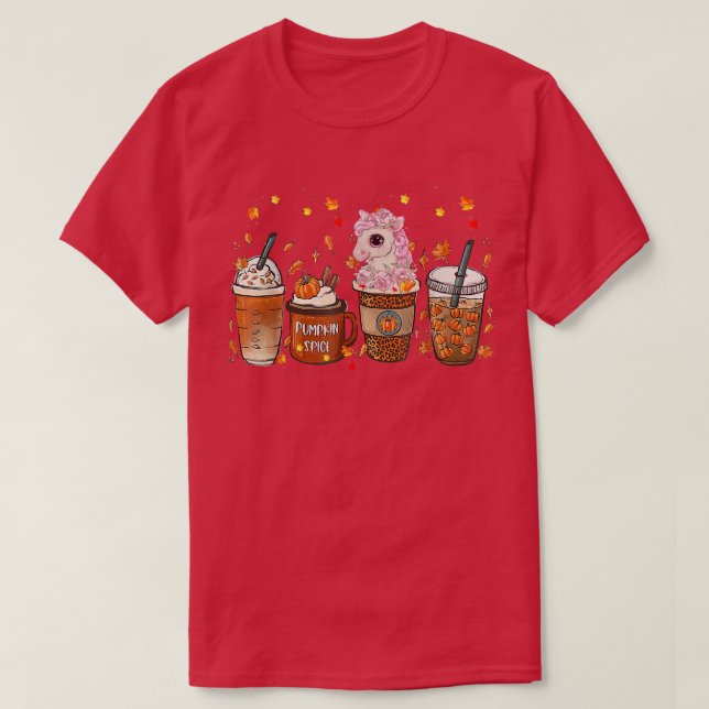 Fall Kaffeepumpkin Gewürz Latte Iced Herbst Unicor T-Shirt (Design vorne)