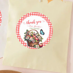 Fall kariert Apple Theme Babydusche danke Runder Aufkleber