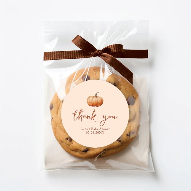 Fall Kariert ein wenig Pumpkin Baby Dusche Gefalle Runder Aufkleber (Von Creator hochgeladen)