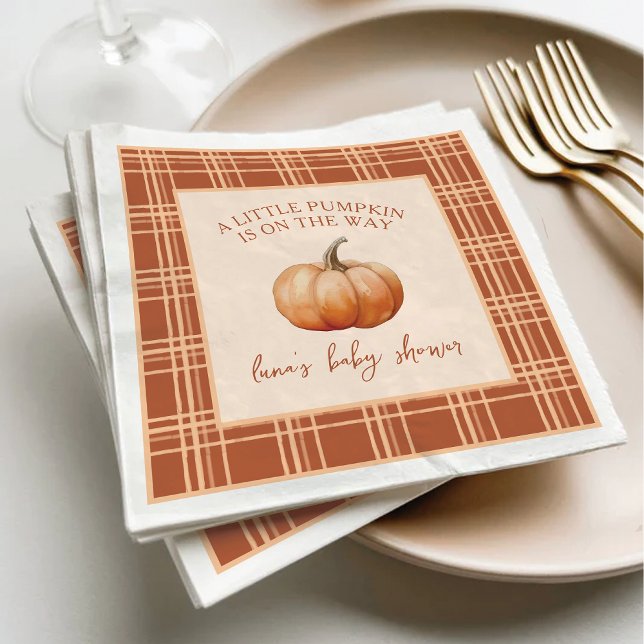 Fall Kariert ein wenig Pumpkin Baby Dusche Napkins Serviette (Von Creator hochgeladen)