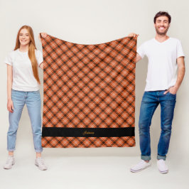 Fall Kariert Orange Personalisiert Name Fleecedecke