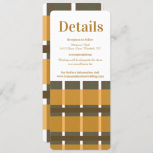 Fall Karierter Flannel Mustard Wedding Details Einladung