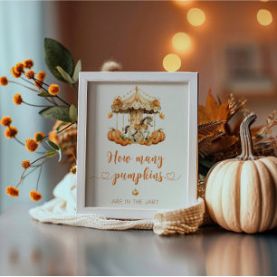 Fall Karousel schätzen, wie viele Kürbis Babydusch Poster