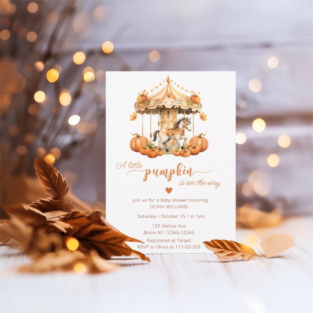 Fall Karussel Kürbis ist auf dem Weg Babydusche Einladung (Von Creator hochgeladen)