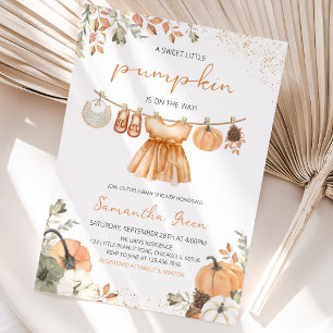 Fall Kleidung Kleine Pumpkin Baby Dusche Einladung