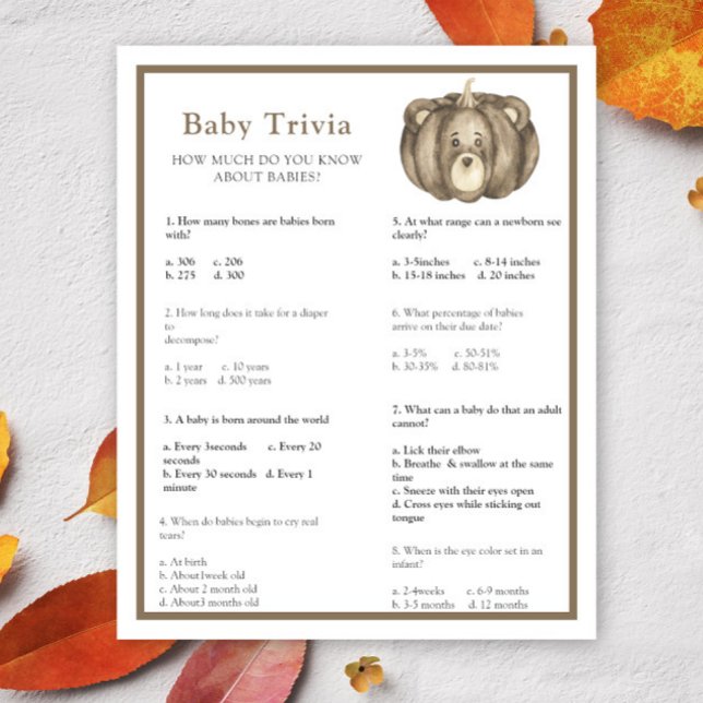 Fall Kürbis - Baby Trivia | Baby Showspiel (Von Creator hochgeladen)