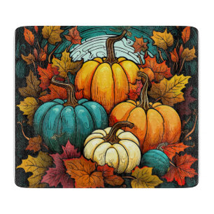 Fall Kürbis Glasschneidebrett Schneidebrett