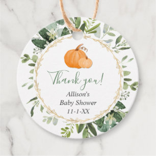 Fall Kürbis Grün Gold Babydusche Liebesmarken Geschenkanhänger