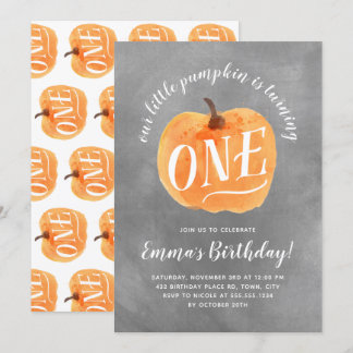 Fall-Kürbis-Herbst-erste Geburtstags-Einladung Einladung