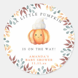 Fall Kürbis in die Babydusche Runder Aufkleber