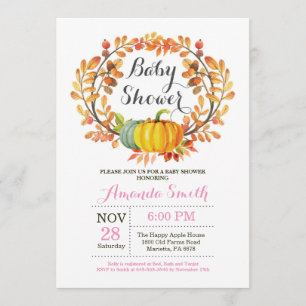 Fall-Kürbis-Mädchen-Babyparty-Einladungs-Karte Einladung