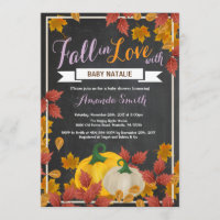 Fall-Kürbis-Mädchen-lila Baby-Duscheneinladung