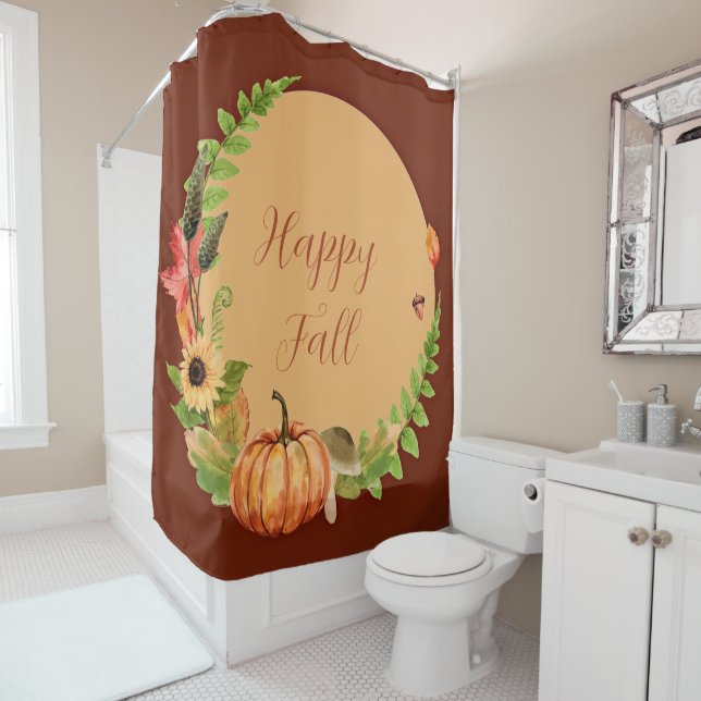 Fall Kürbis und Natur mit anpassbarem Text Duschvorhang (Beispiel)