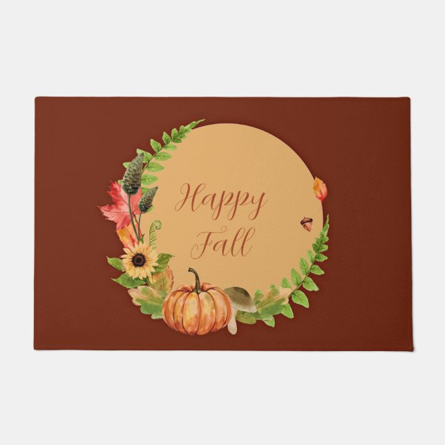 Fall Kürbis und Natur mit anpassbarem Text Fußmatte (Vorderseite)
