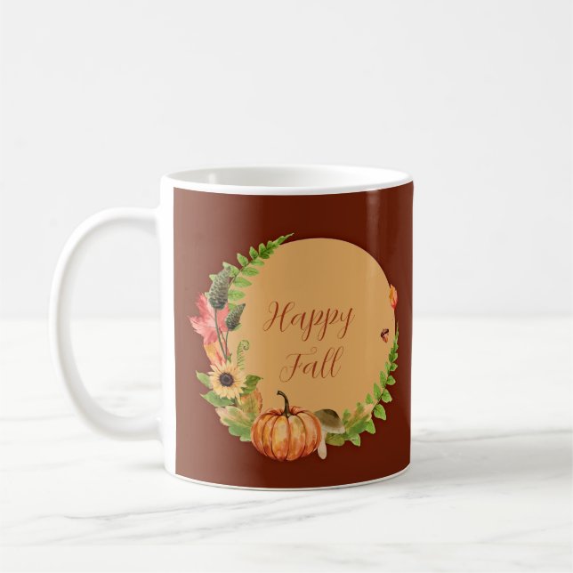 Fall Kürbis und Natur mit anpassbarem Text Kaffeetasse (Links)