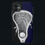 Fall Lacrosse Sports Case-Mate iPhone Case-Mate iPhone Hülle<br><div class="desc">Lacrosse Handy Gehäuse mit einer laxen Stick-Abbildung auf marineblau und schwarz Hintergrund.</div>