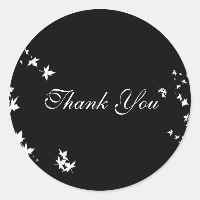 Fall Leaf Black & White Vielen Dank Sticker (Vorderseite)