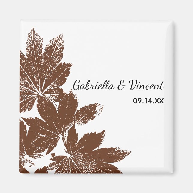 Fall Leaf Briefmarke Hochzeit Magnet (Vorne)