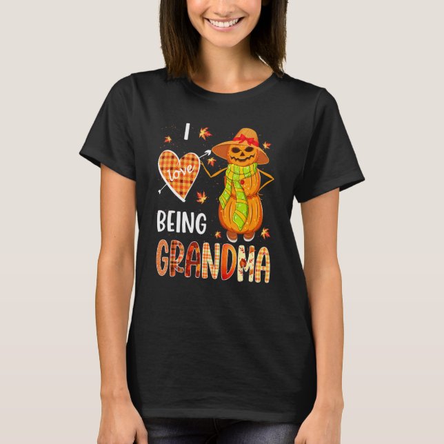 Fall Leaf Grandma Pumpkin Snowman Thanksgiving Aut T-Shirt (Vorderseite)