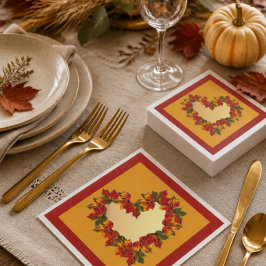 Fall Leaf Heart Paper Napkin Serviette