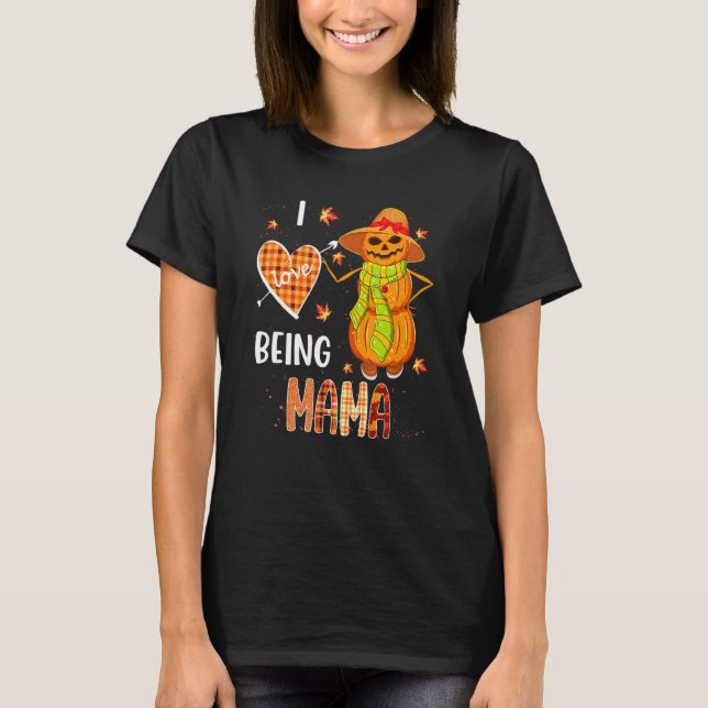 Fall Leaf Mama Pumpkin Snowman Thanksgiving Autumn T-Shirt (Vorderseite)
