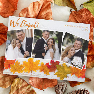 Fall Leaf Newlywed Foto Wedding Ankündigung