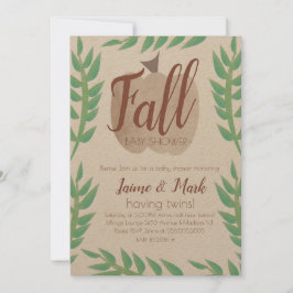 Fall Leaf Pumpkin Brown Babydusche Kraft Einladung