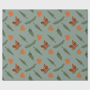 Fall Leaf und Pinecone Nahtlose Wrapping Paper Art Geschenkpapier