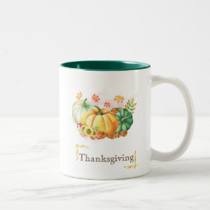 Fall Leaf Watercolor Pumpkins Erntedank Zweifarbige Tasse
