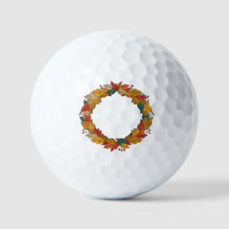 Fall Leaf Wreath Circle Golfball