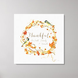 Fall Leaf Wreath Dankbarkeit Faith Family Friends Leinwanddruck