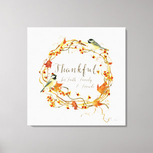 Fall Leaf Wreath Dankbarkeit Glaubensfreunde Leinwanddruck