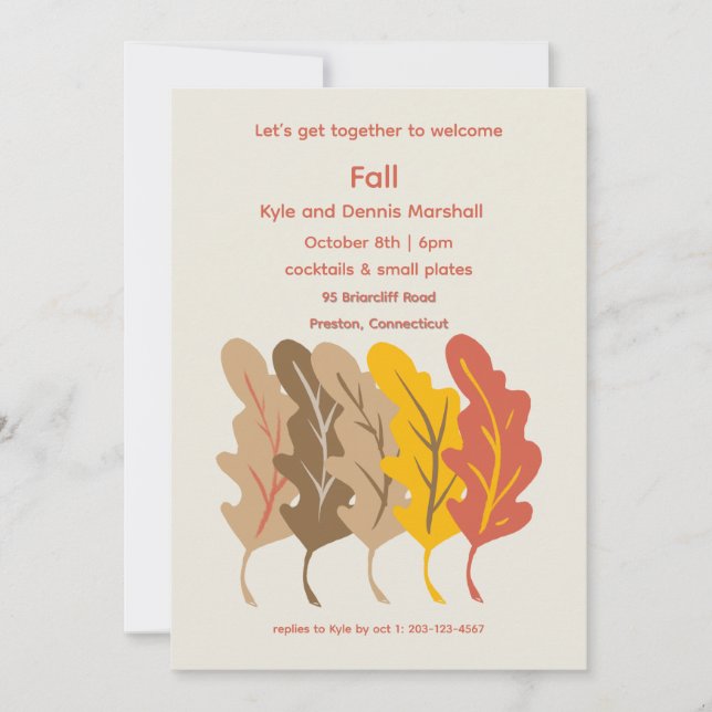 Fall Leaves Cocktail Party Invitation (Devant)