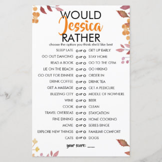 Fall Leaves Customisable Would She Rather Game
