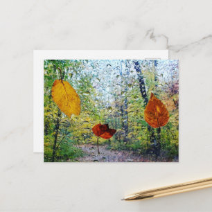 Fall Leaves In The Rain Postcard Postkarte
