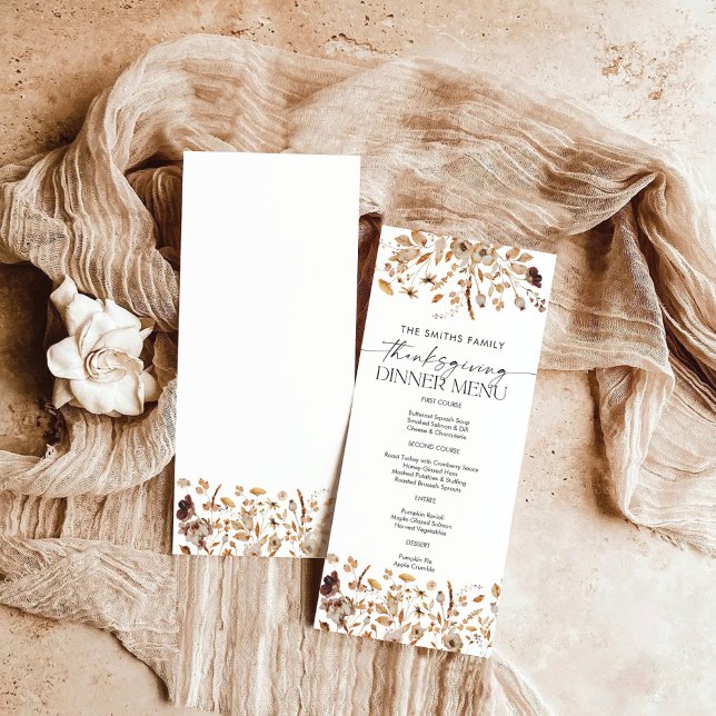 Fall Leaves Thanksgiving Dinner Flat Menu (Créateur téléchargé)