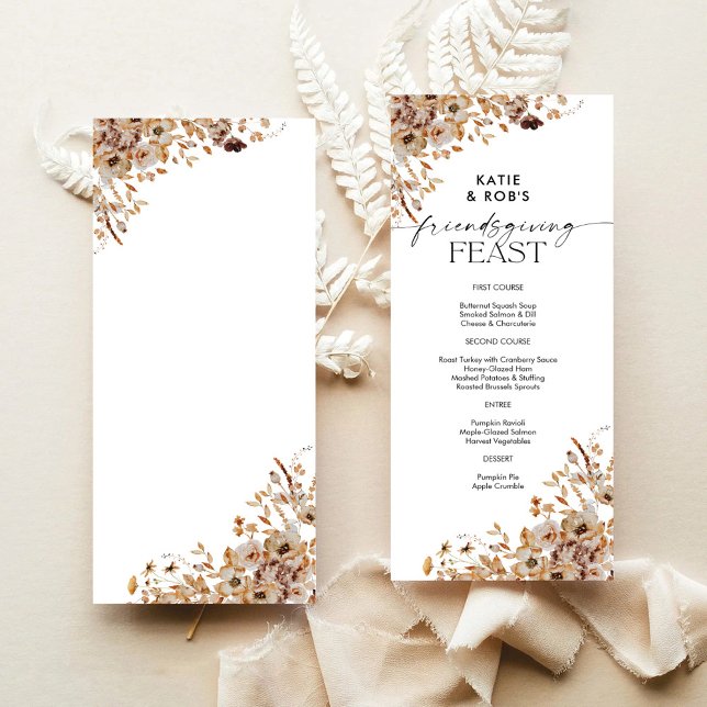 Fall Leaves Thanksgiving Dinner Flat Menu Menükarte (Von Creator hochgeladen)