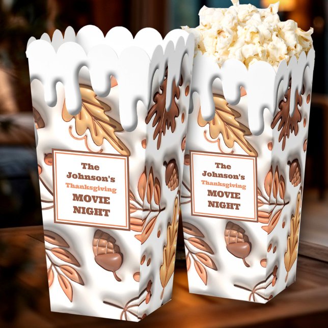 Fall Leaves Thanksgiving Familienname Filmabend Geschenkschachtel (Fall Leaves Thanksgiving Family Name Movie Night Favor Boxes)