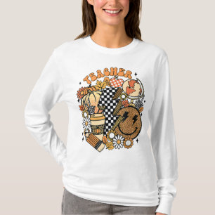 Fall Lehrer Retro Lehrer Leben Herbst Danksagung T-Shirt