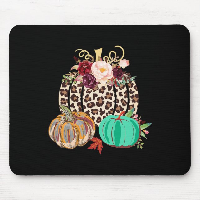 Fall Leopard Cheetah Pumpkin Rustikales Halloween  Mousepad (Vorne)