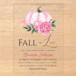 Fall Liebe Rosa Kürbis Rustikales Brautparty Acryleinladungen