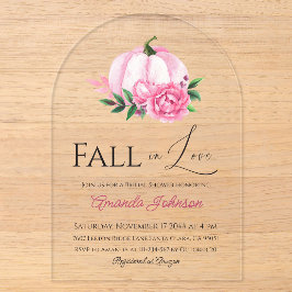 Fall Liebe Rosa Kürbis Rustikales Brautparty Acryleinladungen