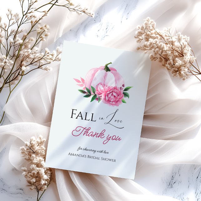 Fall Liebe Rosa Kürbis Rustikales Brautparty Dankeskarte (Von Creator hochgeladen)
