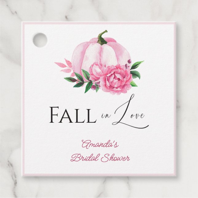 Fall Liebe Rosa Kürbis Rustikales Brautparty Geschenkanhänger (Vorderseite)