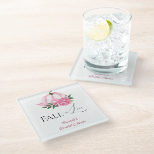 Fall Liebe Rosa Kürbis Rustikales Brautparty Glasuntersetzer