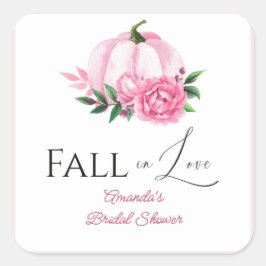 Fall Liebe Rosa Kürbis Rustikales Brautparty Quadratischer Aufkleber